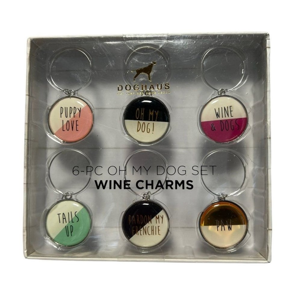 Doghaus Wine Charms 6-Piece Oh My Dog Set NEW IN BOX